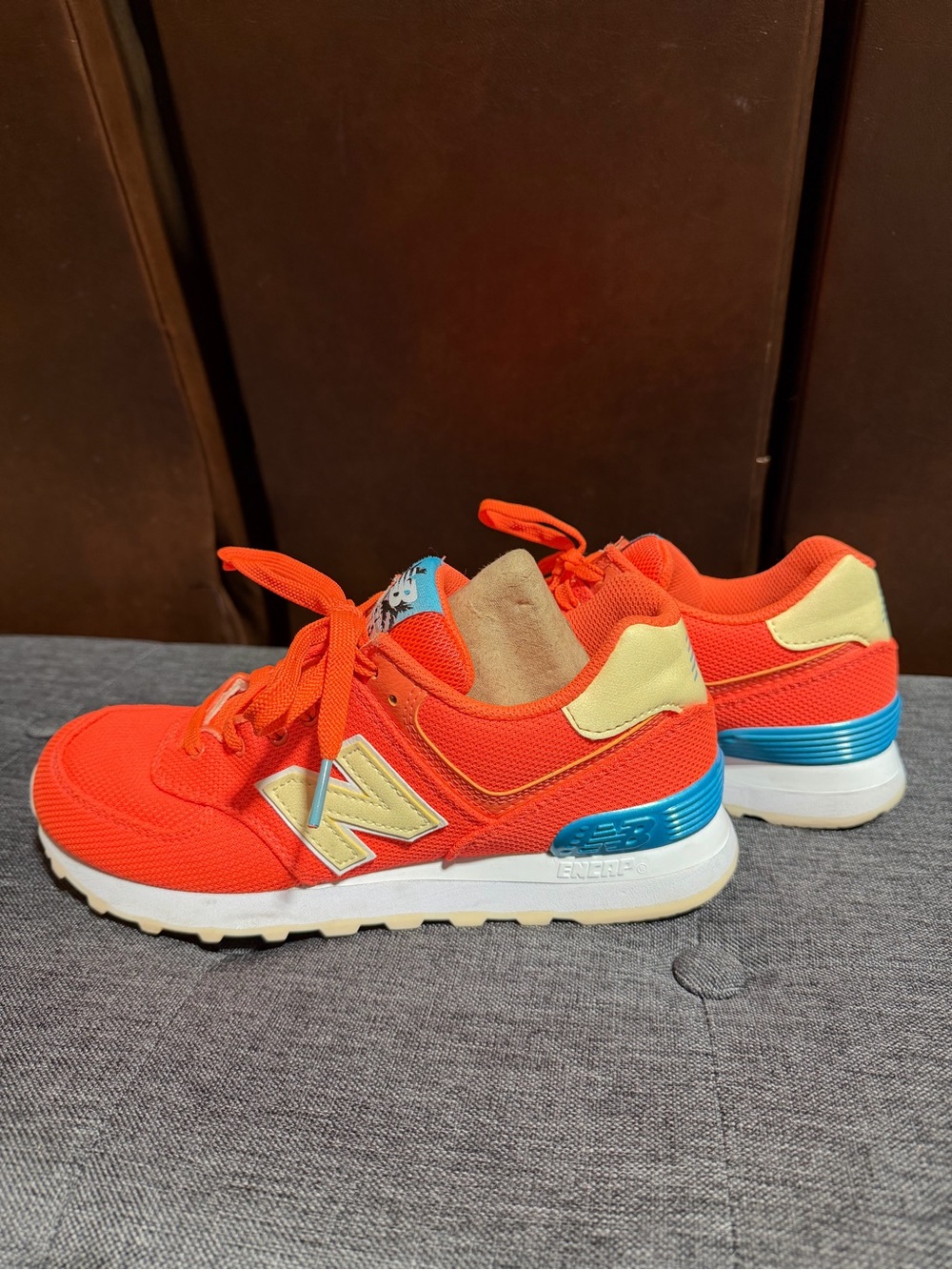 New Balance 574 Miami Palms - Sunset Women’s Low Top Lace-Up Orange WL574MIE - Picture 9 of 10